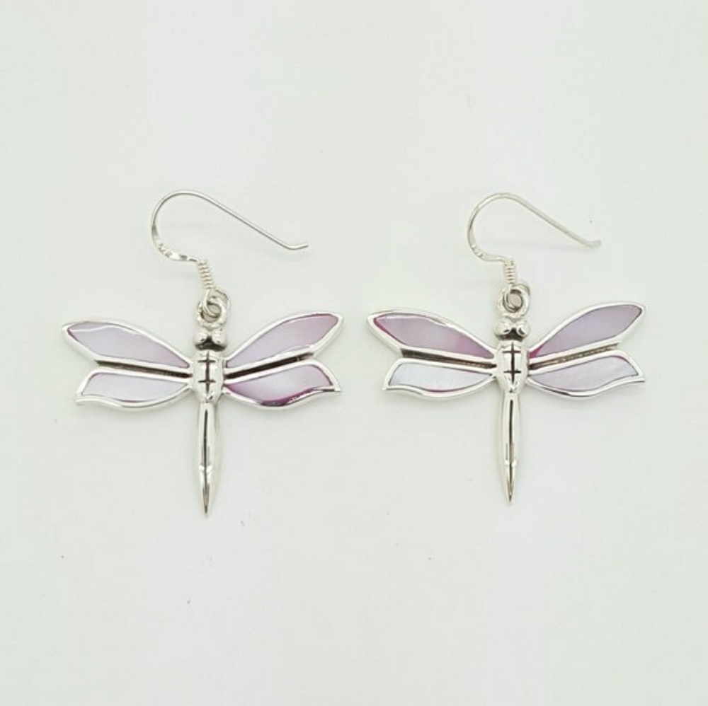 Dragonfly Pink Shell Earrings